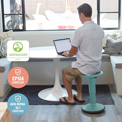 ECR4Kids SitWell Wobble Stool, Adjustable Height, Black Z4009