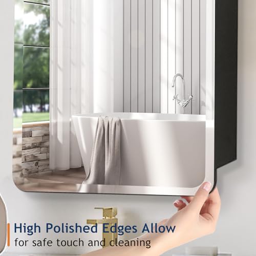 Frameless Beveled Medicine Cabinet Mirror for Bathroom, 16x29 Inch I902204
