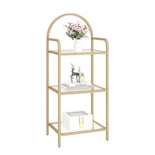 6 Tier Black Bookcase with Tempered Glass Shelves, Steel Frame M75913