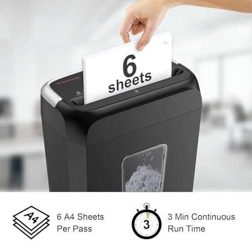 Bonsaii 6-Sheet Crosscut Paper Shredder with Wastebasket P220646
