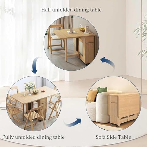 Solid Wood Dining Table Set with 4 Chairs and Storage Q62603