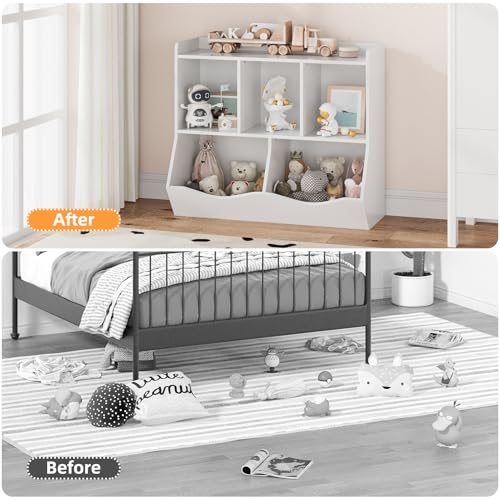 Kids Bookshelf and Bookcase Toy Storage with Cubby Organizer F247