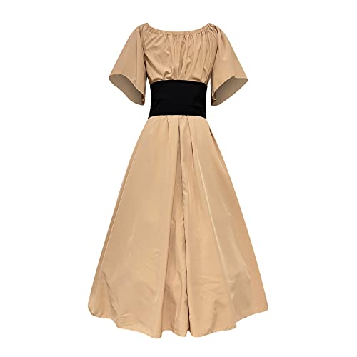 Victorian Off Shoulder Color Block Dress for Women I173388