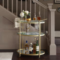 Antique Gold Bar Cart with Glass and Mirror Shelves – Vintage 1930s Inspired Rolling Beverage Serving Cart – 32.25Wx16Dx36H Inches – Low Profile Wheels – Assembly Required