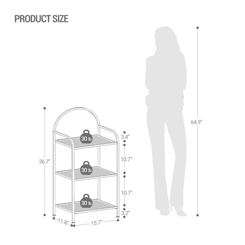 6 Tier Black Bookcase with Tempered Glass Shelves, Steel Frame M75913