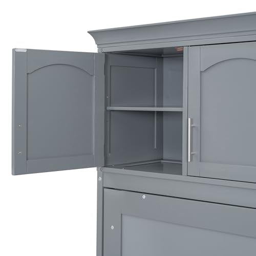 Full Size Murphy Bed with Built-in Wardrobe and 3 Drawers L229962