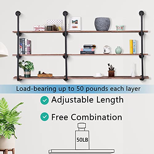 Pynsseu Industrial Iron Pipe Shelf Wall Mount, 4-Tier, 2 Pack V929