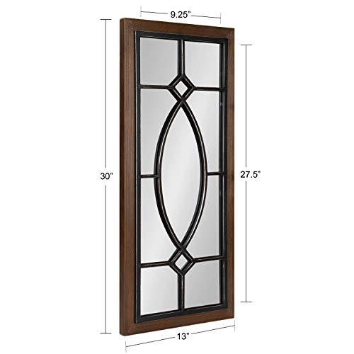Kate and Laurel Bakersfield Farmhouse Wall Mirror, 13 x 30, Black D8103