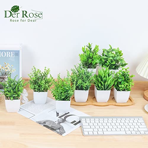 Der Rose 8 Pack Small Artificial Potted Plants for Indoor Decor J33897