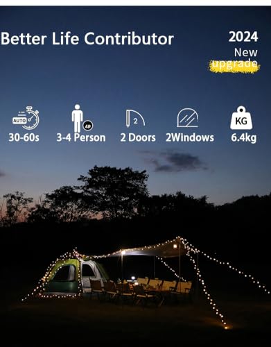 2-3-4 Person Pop Up Camping Tent Waterproof Double Layer X4608