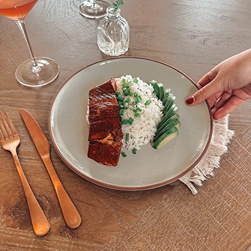Mora Ceramic Artisan Matte Dinner Plates Set of 6, 10 inch, Dishwasher Safe Y28644