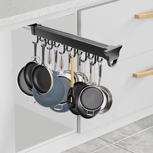 Broom and Mop Holder Storage Rack with Adjustable Hooks for Kitchen Closet D368500