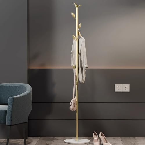 Metal Coat Rack Freestanding Coat Tree with 6 Hooks, Marble Base, Black J719