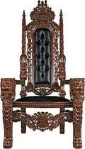 Design Toscano The The Lord Raffles Leather Lion Throne Chair, walnut