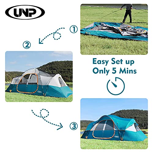 UNP Camping Tent 10-Person Family, 2 Room, Waterproof K578910