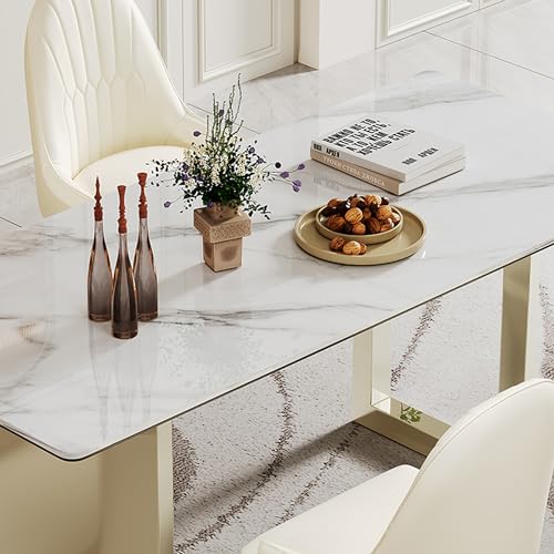 63 inch Glass Dining Table with Clear Rectangular Top and Gold Metal Legs Z19670
