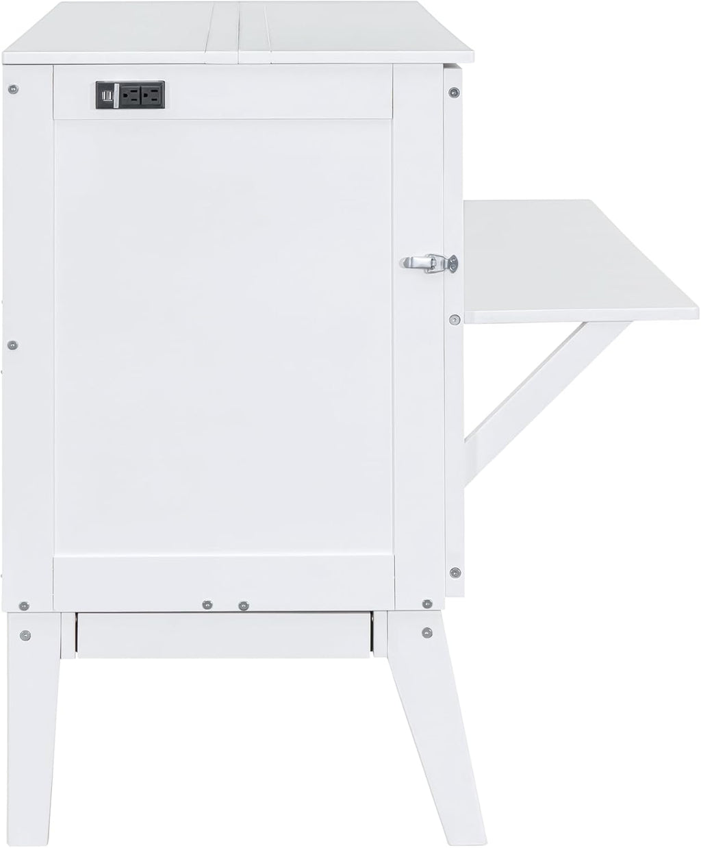 Queen Size Murphy Bed with USB Port & Removable Shelves, White X615961