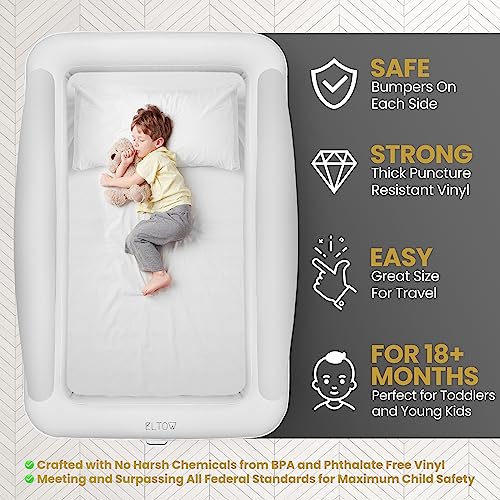 ELTOW Toddler Inflatable Travel Bed with Safety Bumpers and Pump W4274