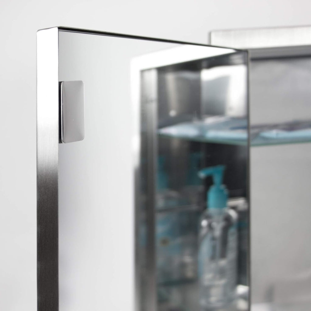 Head West Recessed Medicine Cabinet Mirror with Beveled Edge, Brushed Nickel, 16"x26" U217