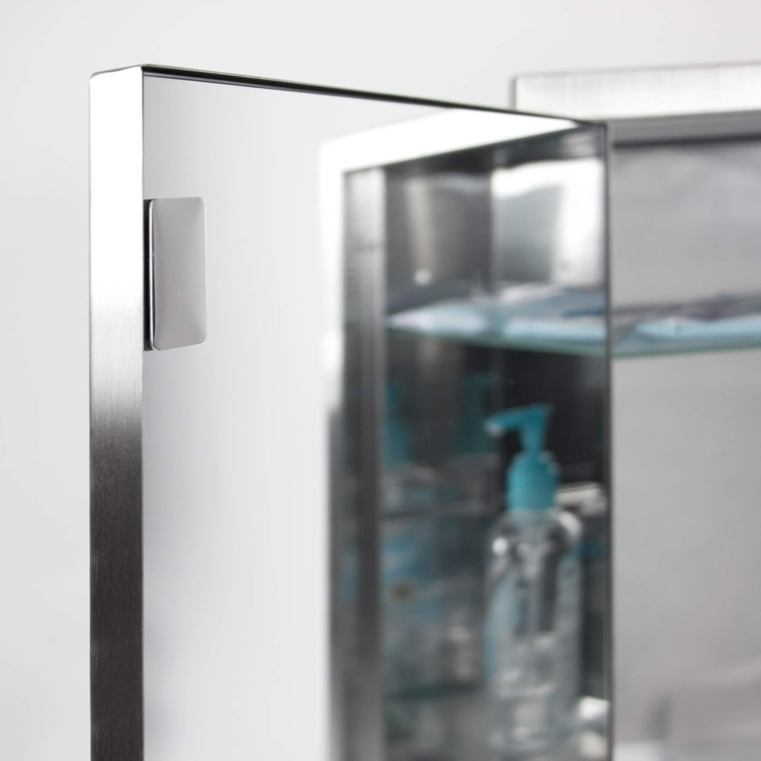 Head West Recessed Medicine Cabinet Mirror with Beveled Edge, Brushed Nickel, 16"x26" U217