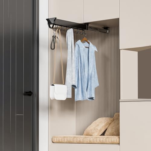 Broom and Mop Holder Storage Rack with Adjustable Hooks for Kitchen Closet D368500