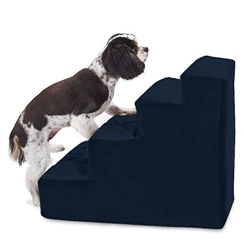 Majestic Pet 3 Step Suede Portable Dog Stairs for Small Dogs, Chocolate Brown L498650