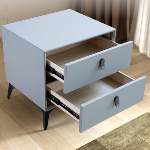 White Nightstand with 2 Drawers, Wood Top C529458