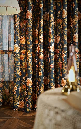 Sheer Curtains Voile Panel Retro Print Window Treatment for Living Room, 50x72 inch K213