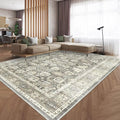 HOMFINE Machine Washable Rug 9'x12' - Vintage Design Area Rugs with Non Slip Rugs for Living Room Bedroom Floral Print Rug Carpet Stain Resistant, Home Decor Office Area Rug, Grey