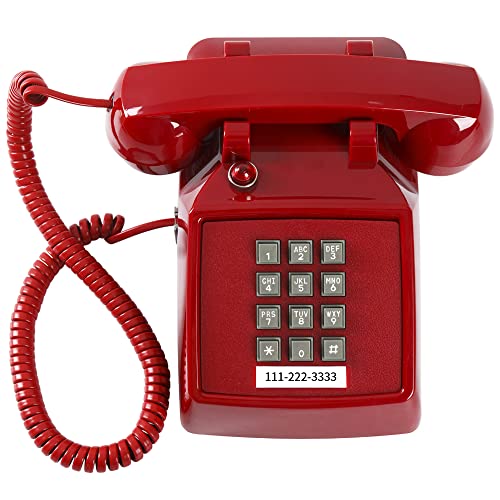 Traditional Red Landline Phone Retro Corded Desk Telephone L439