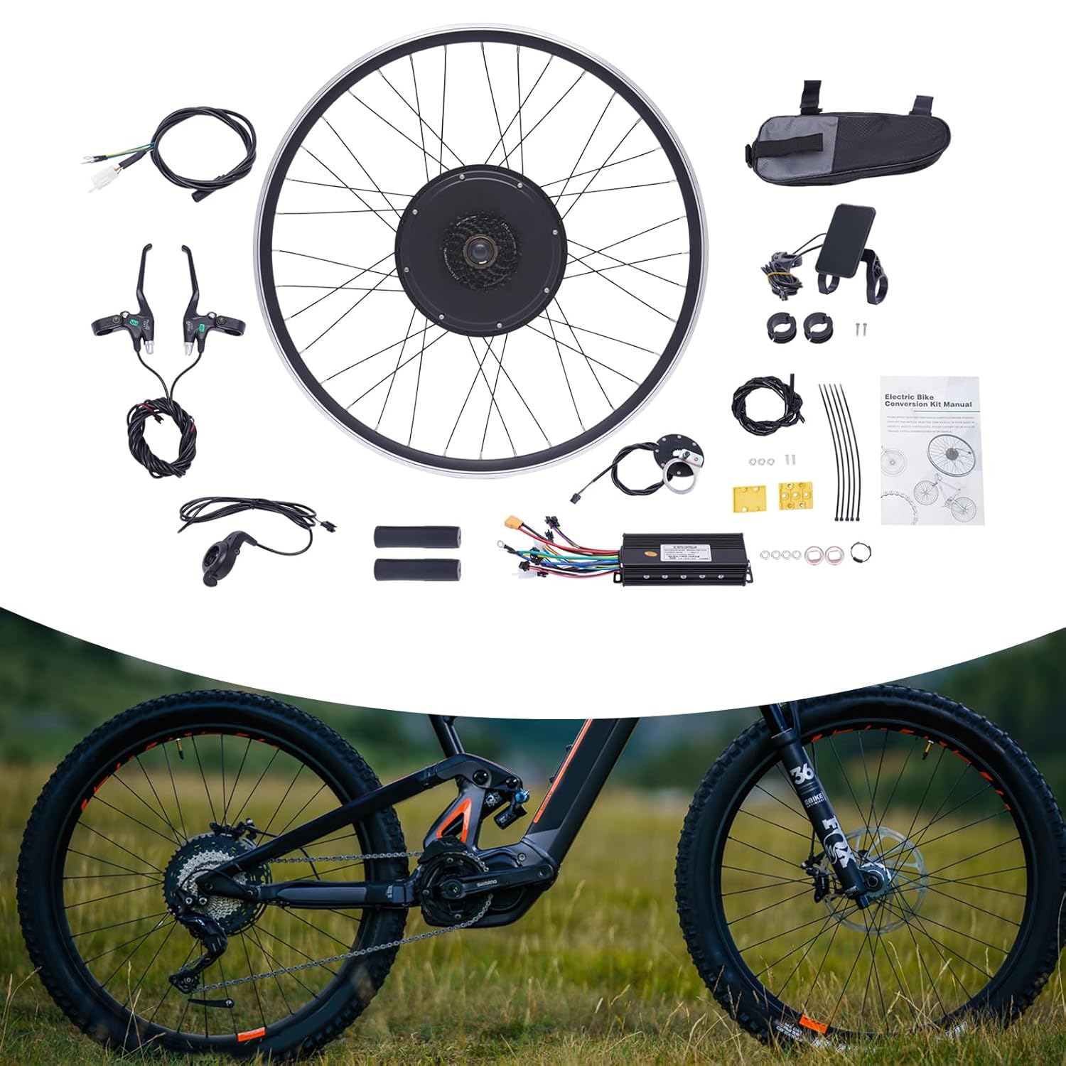 48V 1000W Electric Bike Conversion Kit,Rear Wheel Electric Bicycle Motor Kit,LCD E-Bike Hub Motor Conversion Kit for 700C 28"/29'' Rear Wheel Cycling
