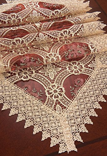 Simhomsen Vintage Burgundy Lace Table Runner 16x36 Inch C494103