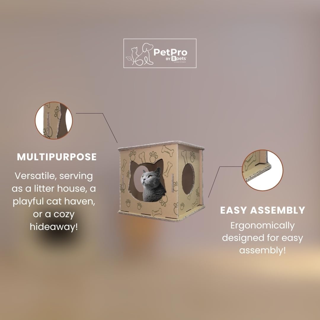 Cat House - Corrugated Cardboard Cat Scratcher for Indoor Cats J7557