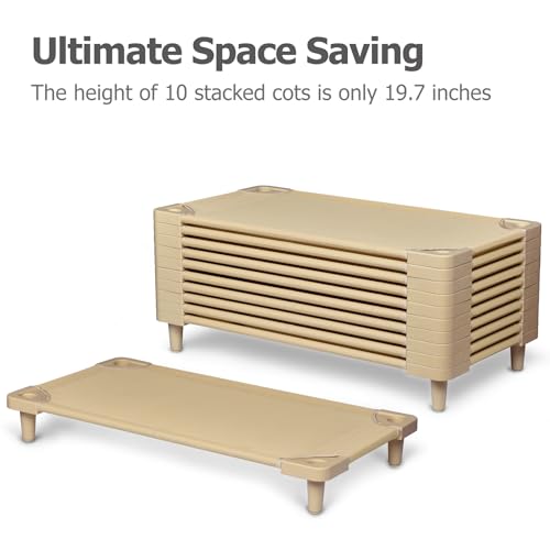 Stackable Kids Nap Cot with 4 Lockable Casters, Portable Toddler Sleeping Bed for Preschool Daycare, Set of 5 V171734