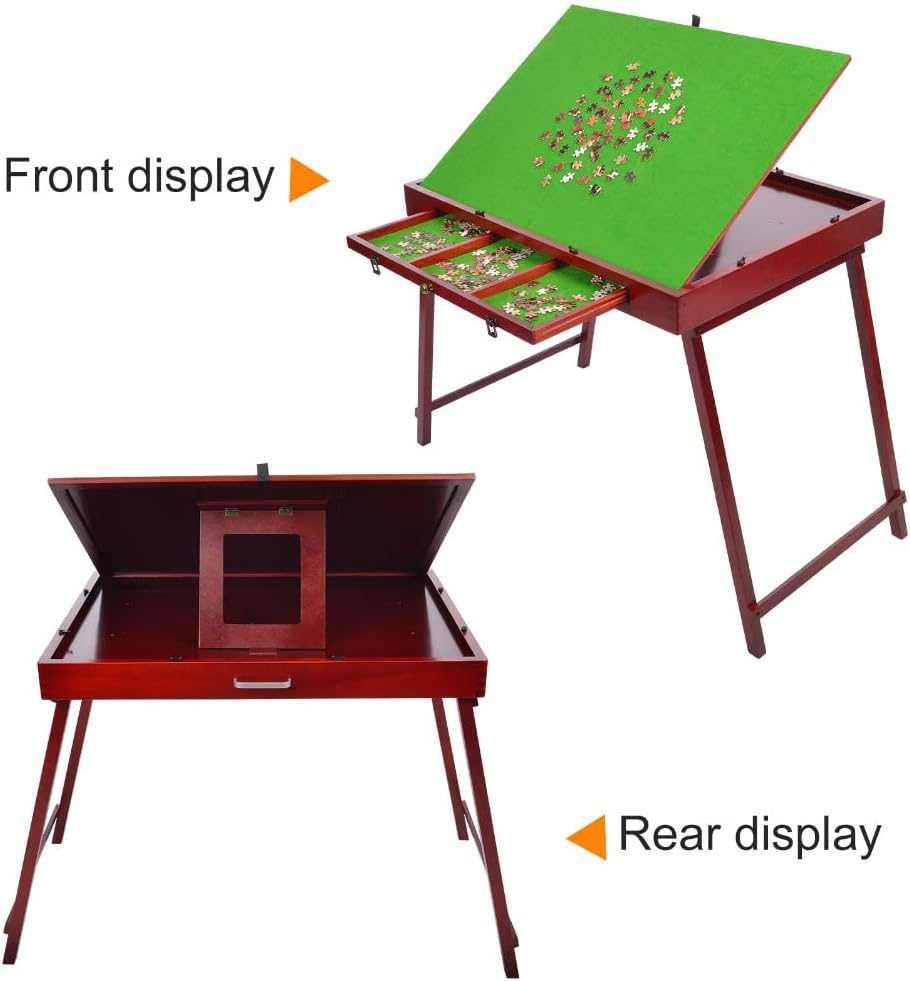 DAPU Wooden Jigsaw Puzzle Board with Storage Drawers & Mat, Folding Table for Adults & Kids K746402
