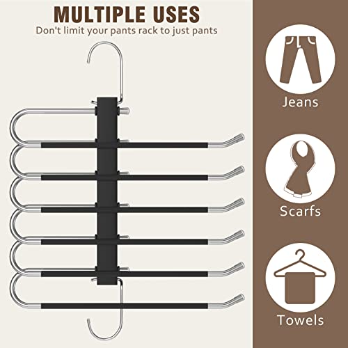 4 Pack 6-Tier White Pant Hangers, Anti-Slip Stainless Steel Q635343