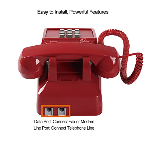 Traditional Red Landline Phone Retro Corded Desk Telephone L439
