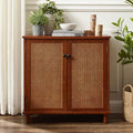 Zouron Entryway Cabinet Wood Accent Storage Cabinet with Metal Handle Doors, Wood Grain Sideboard Buffet Cabinet for Entryway, Hallway Living Room, Free Standing Accent Cabinet, 1 Pcs
