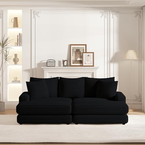 Modern Minimalist Cloud Sectional Sofa with Ottoman, Beige B675661