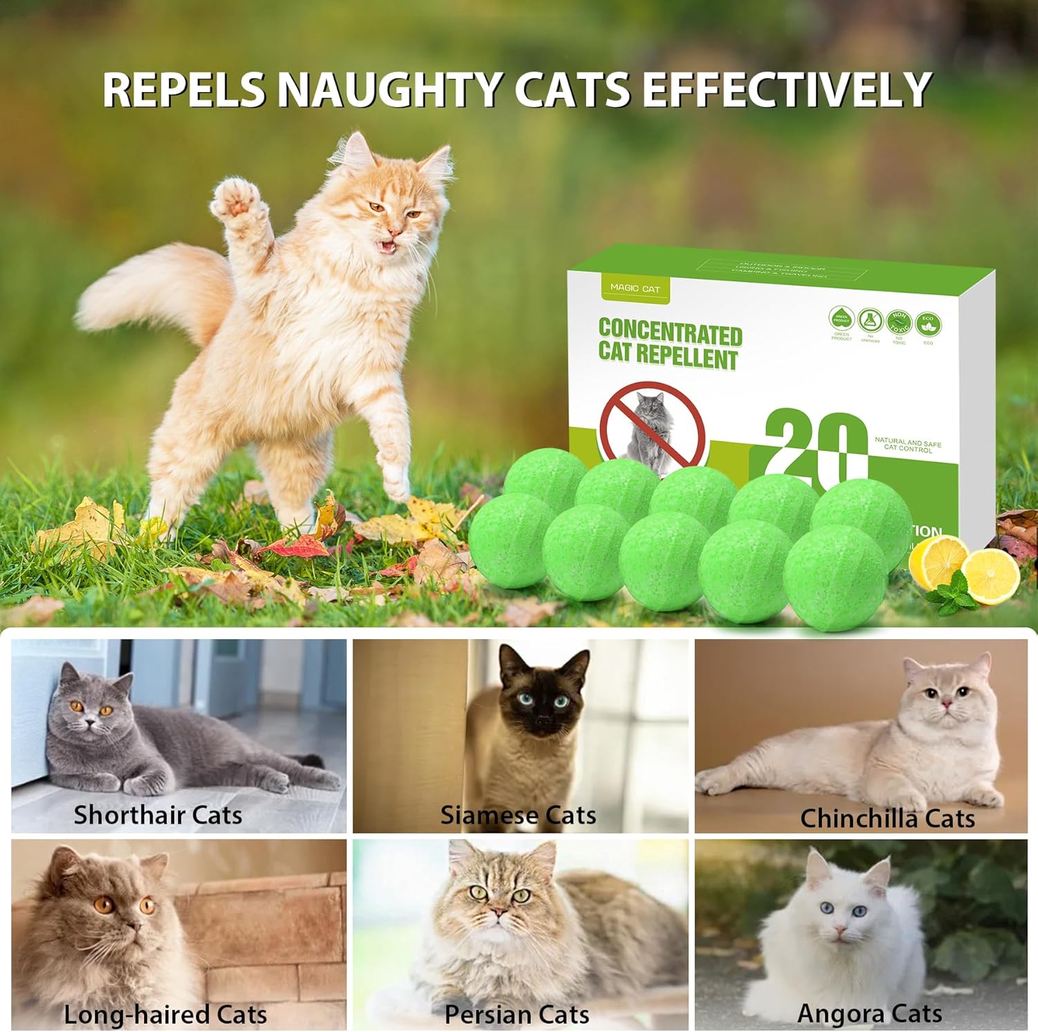Cat Repellent Outdoor Peppermint Oil Deterrent for Home, 20 Pack R69755