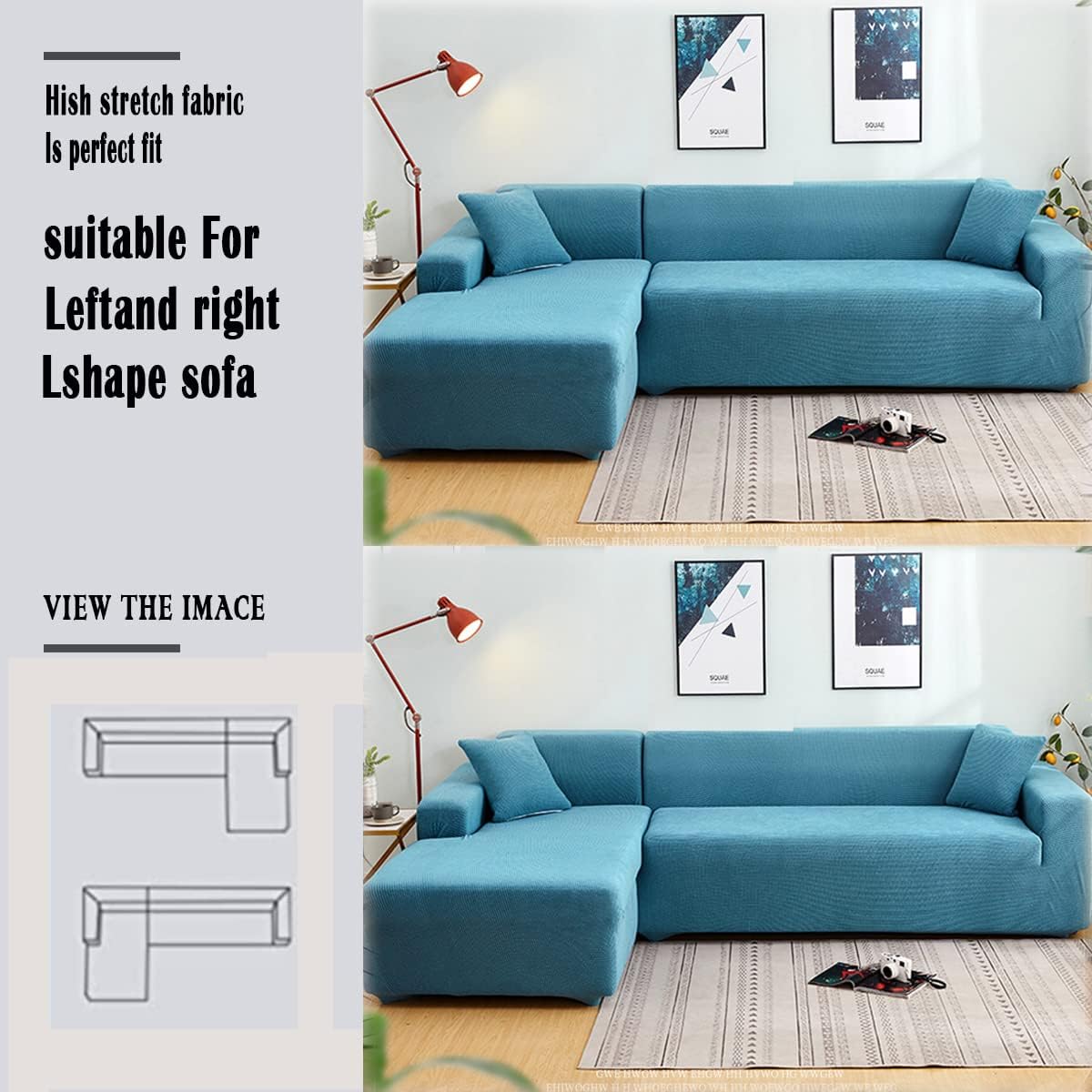 Thick Stretch Couch Covers for Sectional Sofa, Washable Furniture Protector, Royal Blue S7915