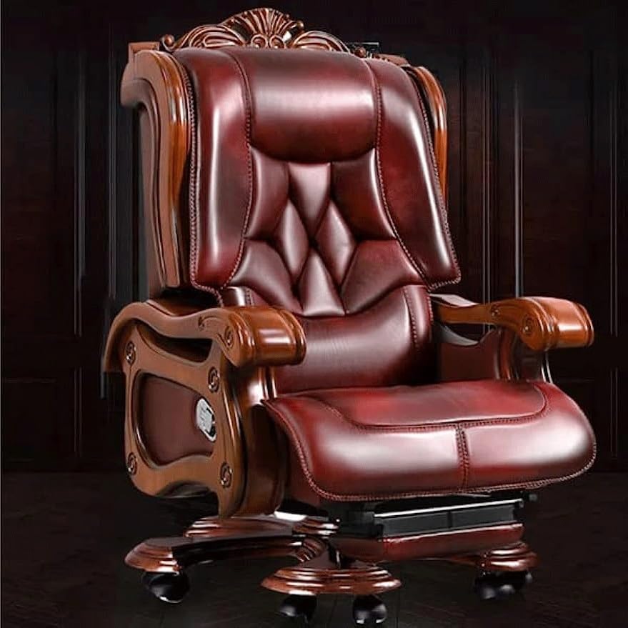 White-dinosaur Doodle4 Leather Recliner Office Chair N369