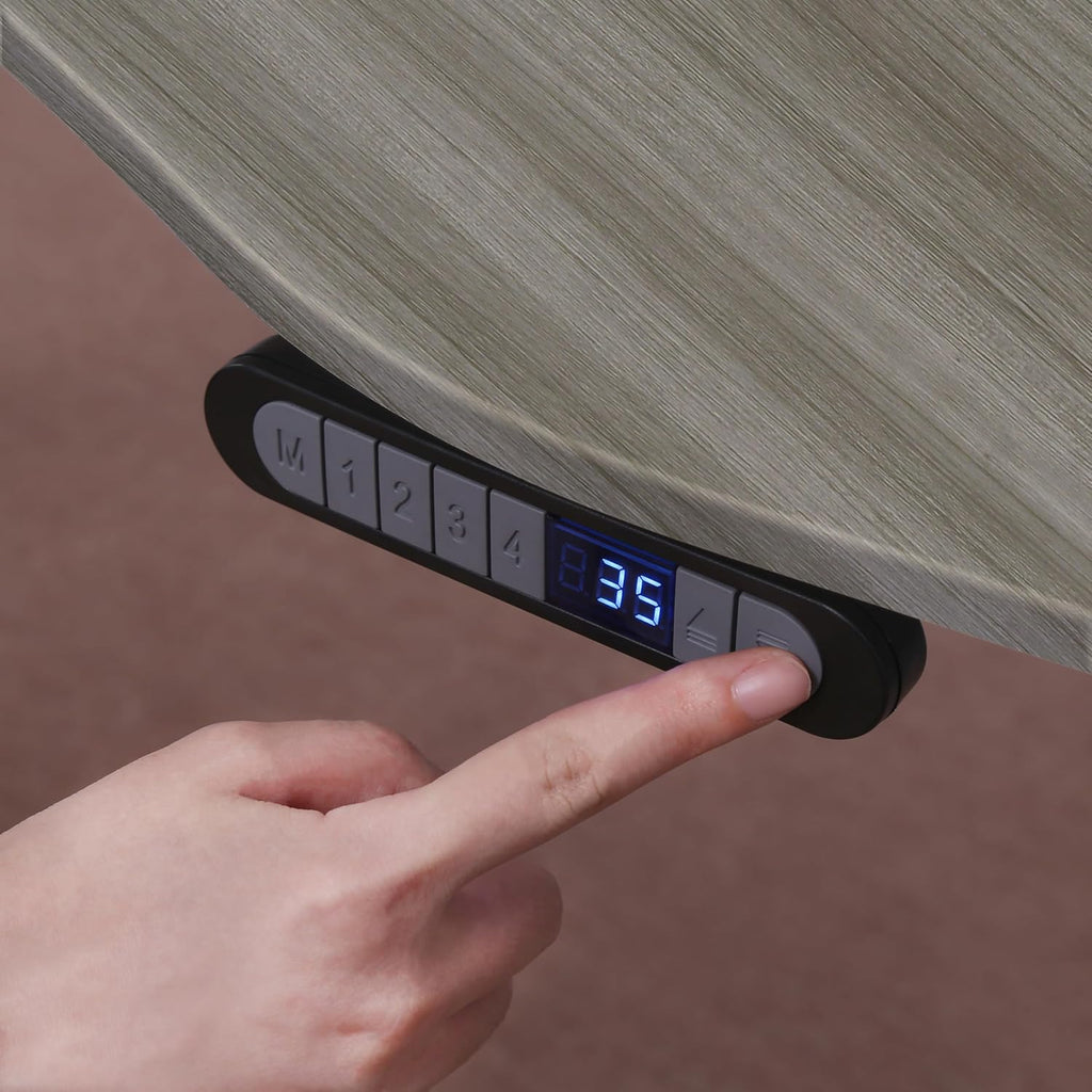 ApexDesk Elite Pro Series Electric Height Adjustable Desk, Curved Teak Top, Black Frame K383276