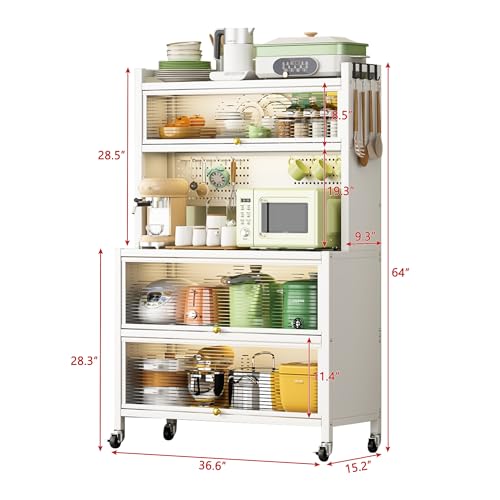 5 Tier Kitchen Baker's Rack with Storage Cabinet, 65 Inches, Black W84653