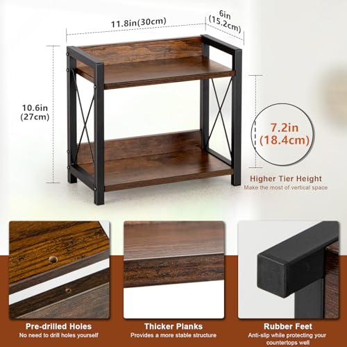 Spice Rack for Countertop, 2 Tier Wooden Kitchen Organizer - Grey W1874