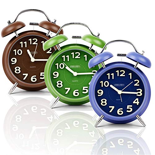 Desk Clock Silent Night Light Alarm for Bedroom Green R5345