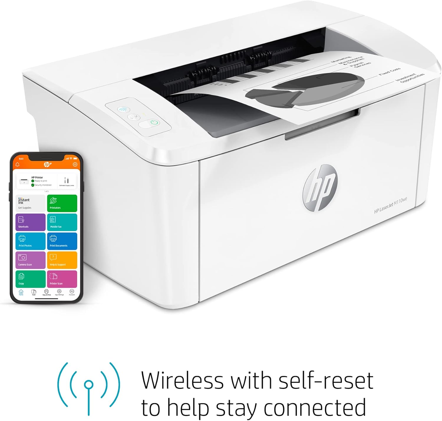 HP LaserJet M110we Wireless Black and White Printer with HP+ and 6 Months Instant Ink J631794