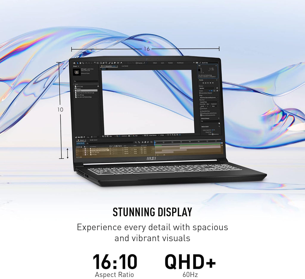 MSI Creator M16 Laptop, Intel Core i9, RTX 4060, 16" QHD+, 64GB RAM, 4TB SSD, Win 11 Pro A975828
