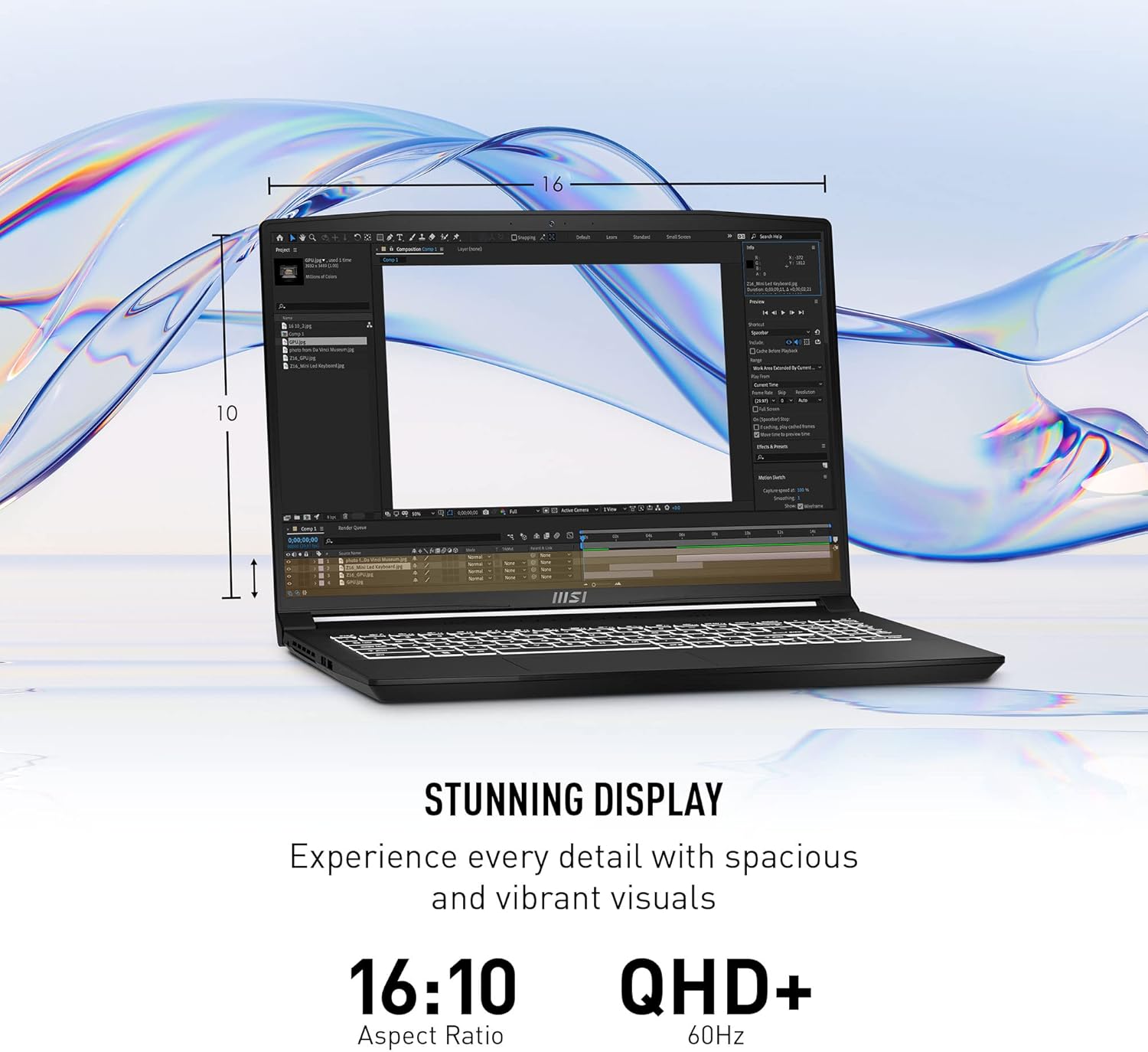 MSI Creator M16 Laptop, Intel Core i9, RTX 4060, 16" QHD+, 64GB RAM, 4TB SSD, Win 11 Pro A975828