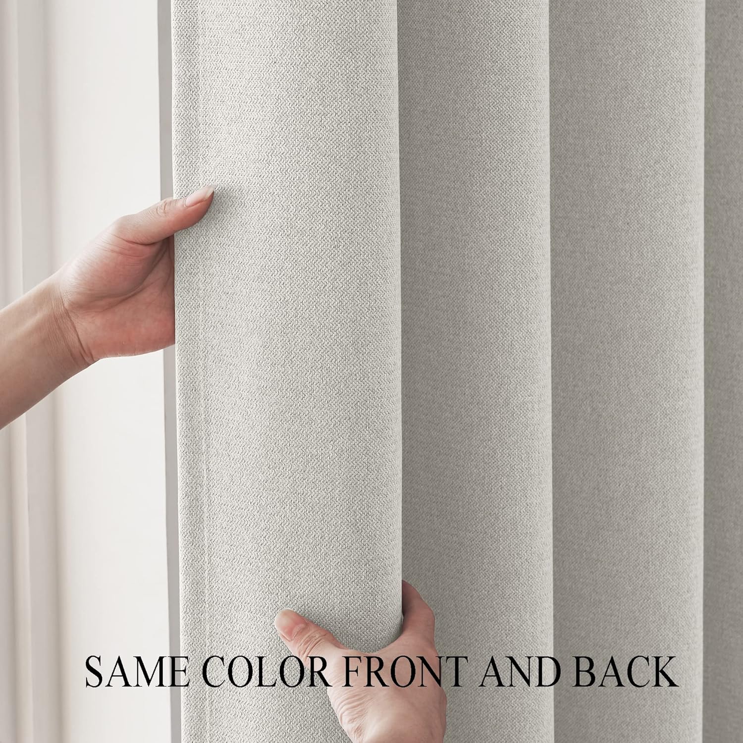 Faux Linen Total Blackout Extra Long Curtain, 2 Story for High Ceiling, Silver White, 1 Panel, 52 x 144 Inch G553